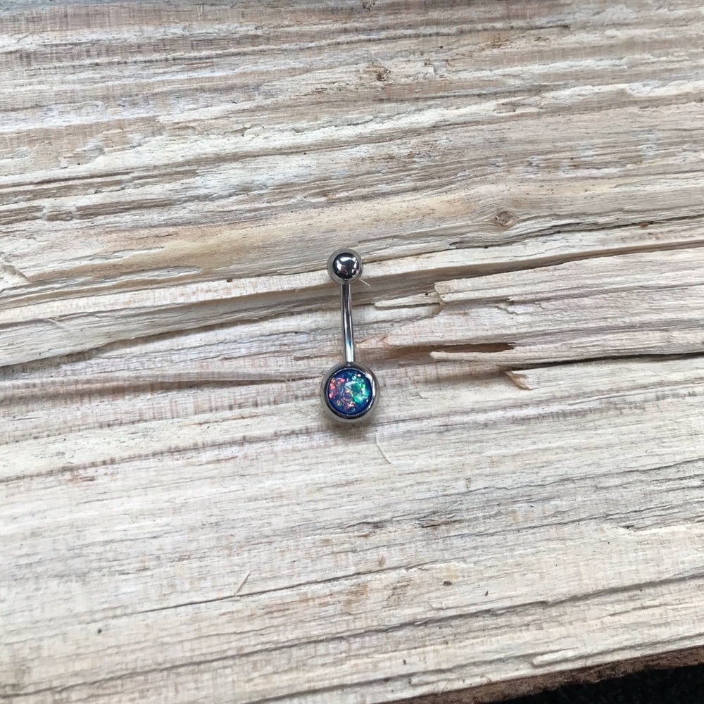Blue Opal Belly Button‎ Ring